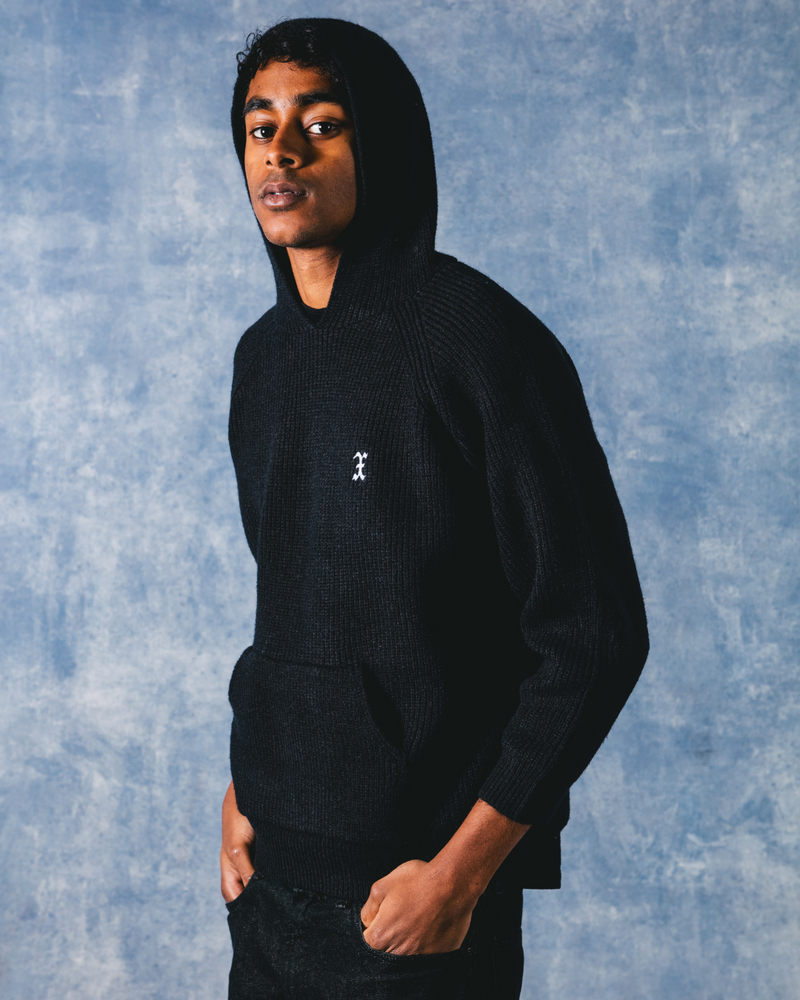 Black Knit X Hoodie