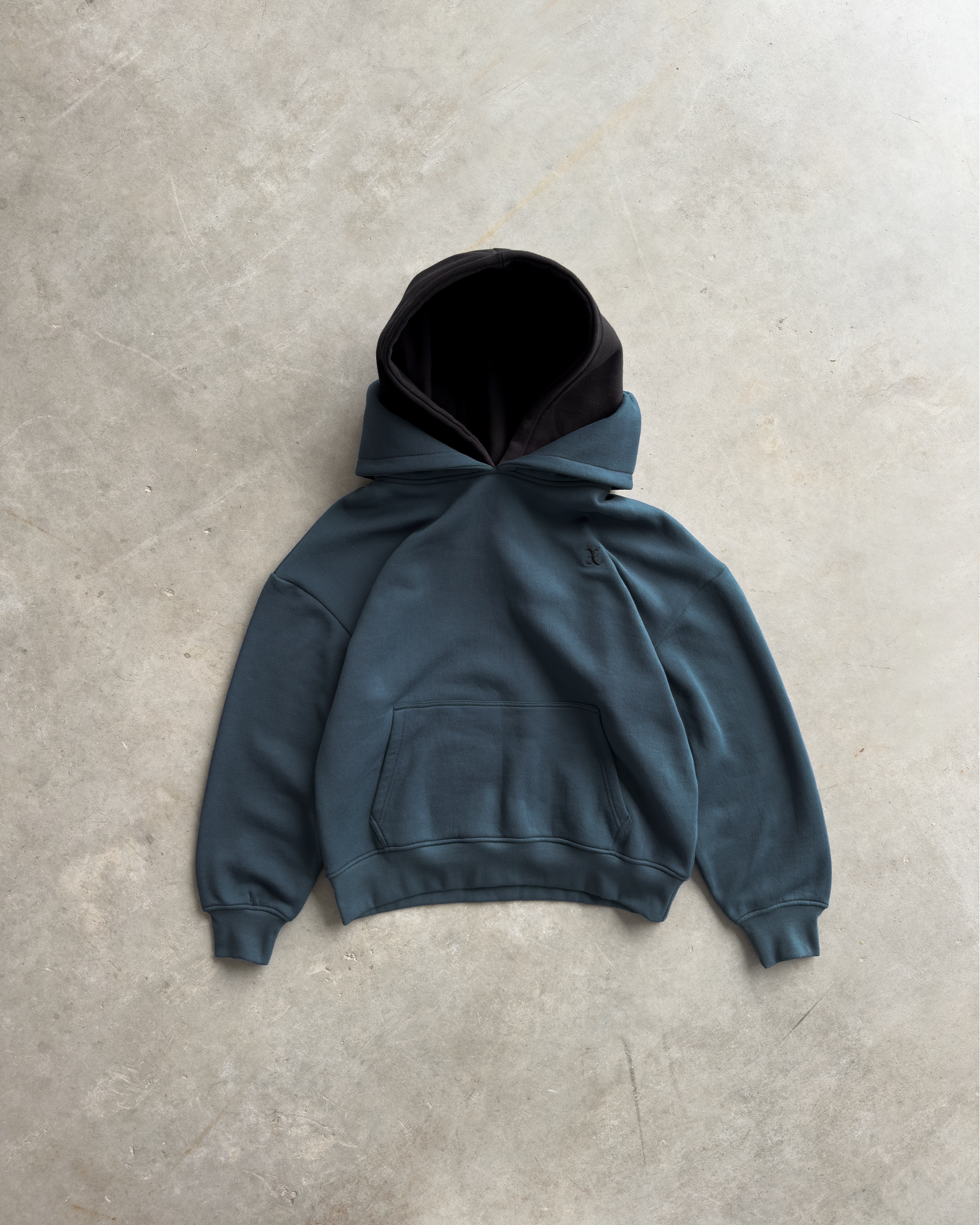 CHARCOAL DOUBLE HOODED X HOODIE